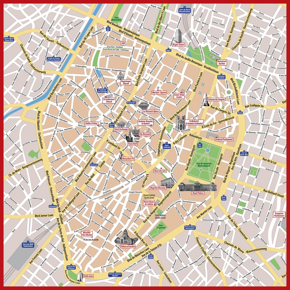 観光ブリュッセルの地図