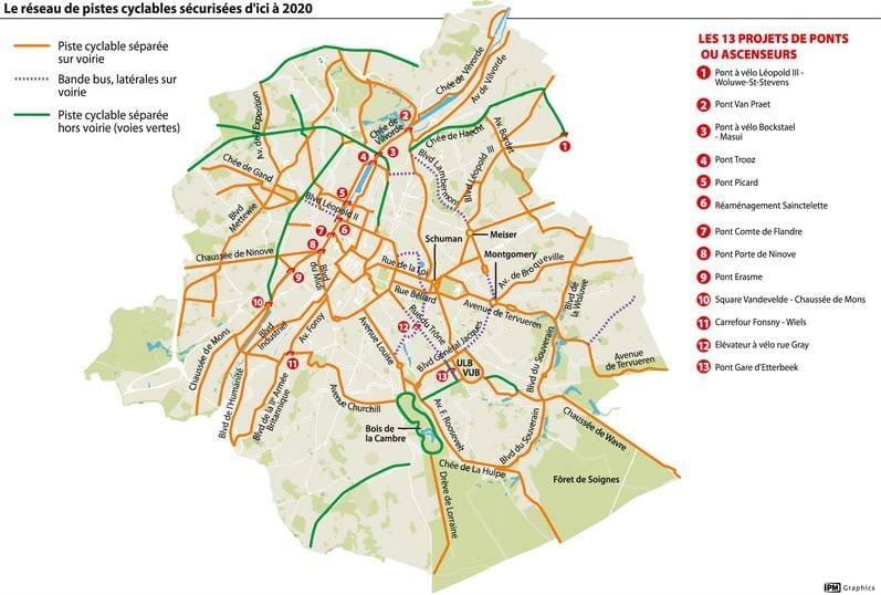 ブリュッセル自転車を地図