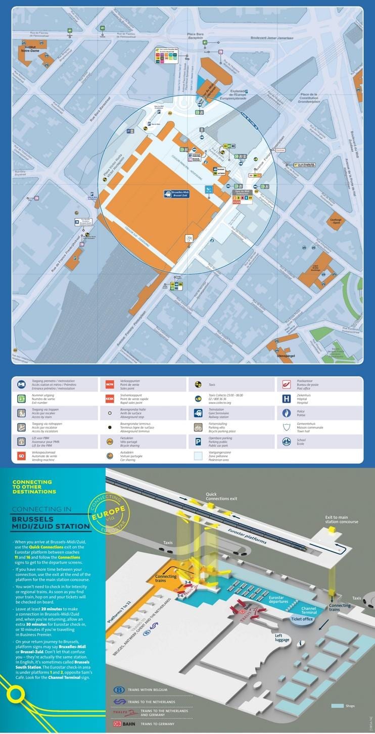 ブリュッセルmidi駅地図