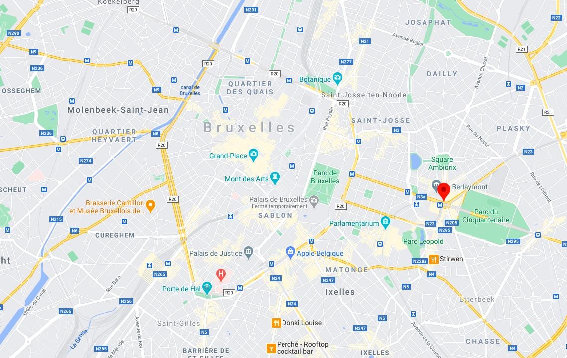 地図の場所ブリュッセルシューマン