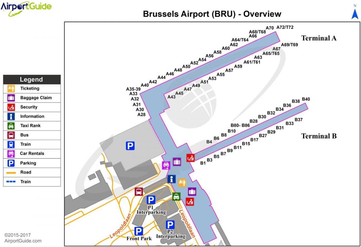 ブリュッセル端末の地図