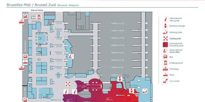 地図のブリュッセル中央駅
